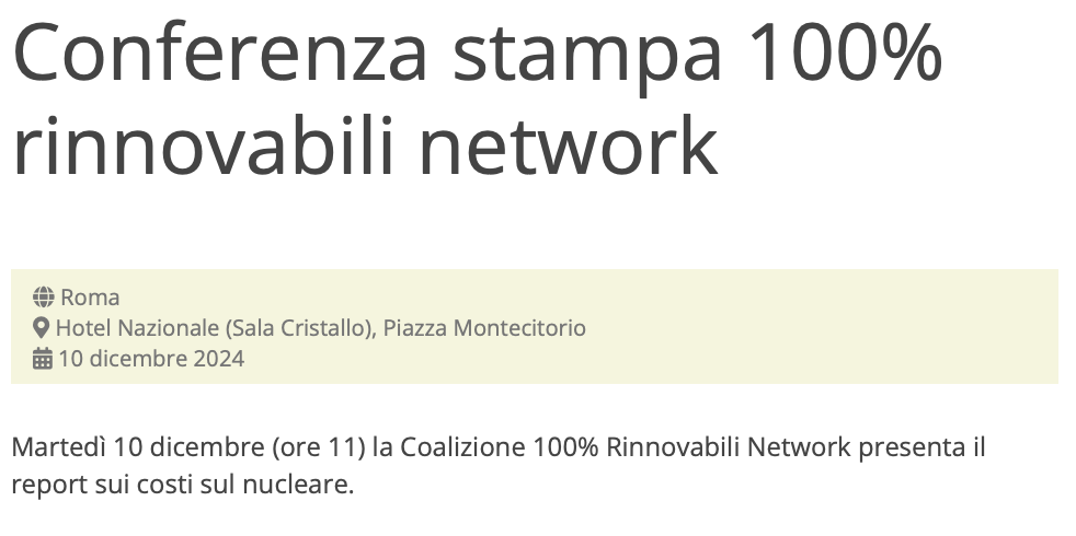 Conferenza stampa 100% rinnovabili network